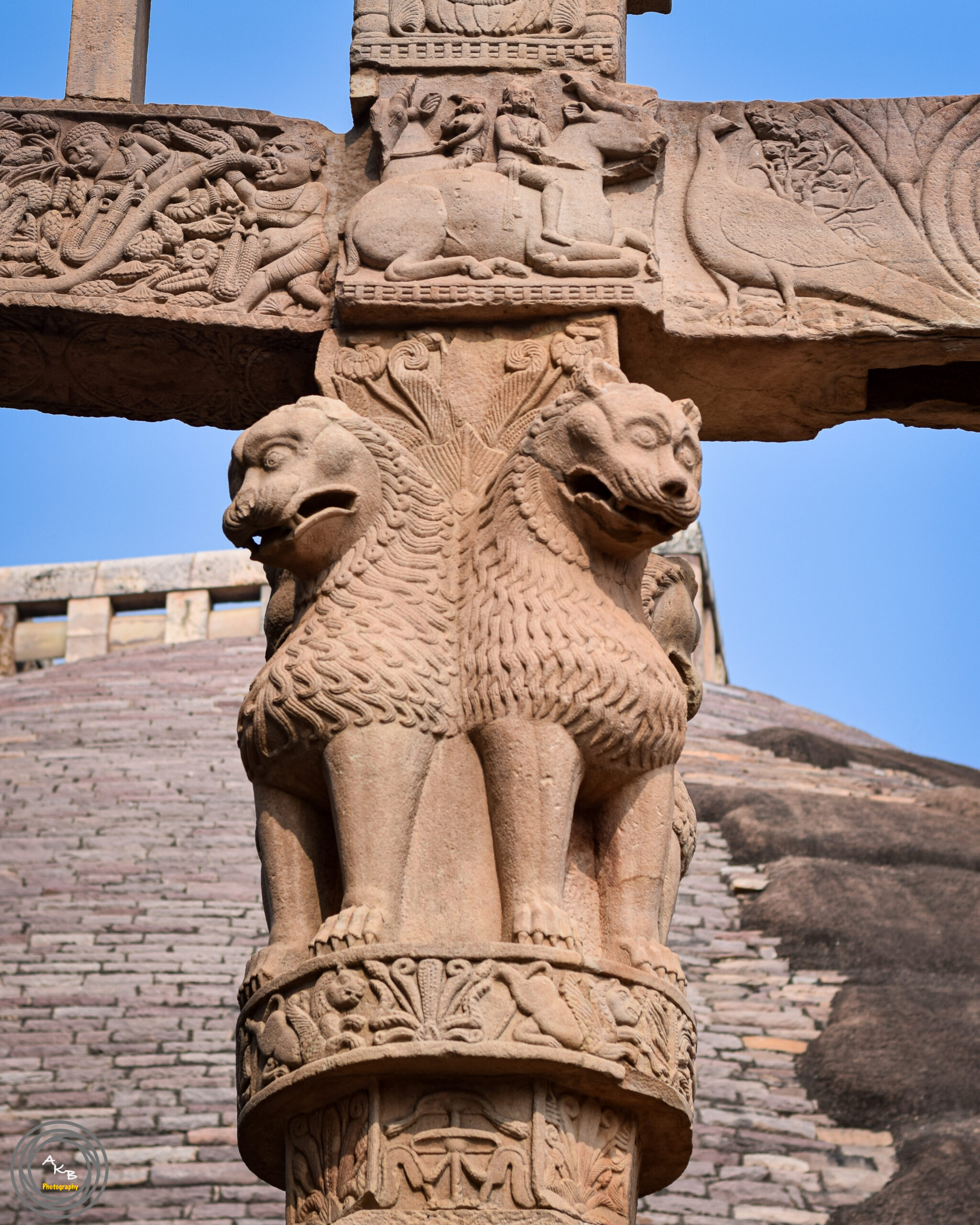 The lion capital on the Southern Gate of the Great Stupa